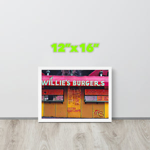 FRAMED POSTER: WILLIE'S BURGERS: Harlem Streets 1920 -1998-The Art Collection