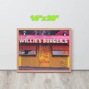 FRAMED POSTER: WILLIE'S BURGERS: Harlem Streets 1920 -1998-The Art Collection