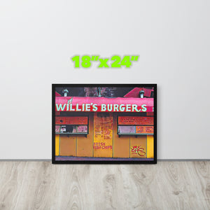 FRAMED POSTER: WILLIE'S BURGERS: Harlem Streets 1920 -1998-The Art Collection