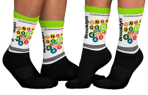 SOCKS: Subway Series - BROOKLYN  (neonGreen top)