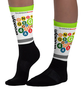 SOCKS: Subway Series - BROOKLYN  (neonGreen top)