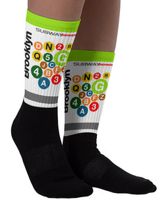 SOCKS: Subway Series - BROOKLYN  (neonGreen top)