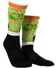 SOCKS: GREEN & ORANGE GLADIOLUS BOUQUET -uniSex