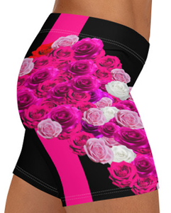 GYM SHORTS: PINKROSES BOUQUET