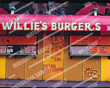 FRAMED POSTER: WILLIE'S BURGERS: Harlem Streets 1920 -1998-The Art Collection