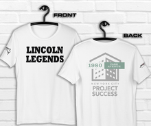 SHORT SLEEVE TEE SHIRT (uniSex): LINCOLN LEGENDS -1980 PROJECT $UCCE$$