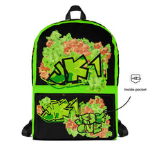 BACKPACK (Premium): GREEN & ORANGE GLADIOLUS BOUQUET -(BLACK) (BLACK)