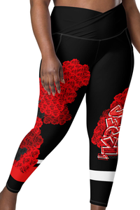 LEGGINGS (with Pockets): ROSES BOUQUET -Crossover