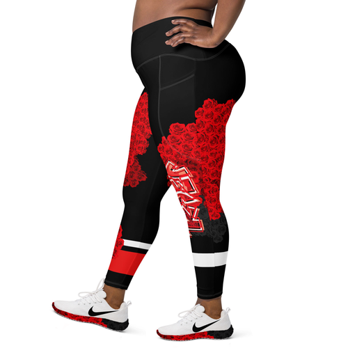 LEGGINGS (with Pockets): ROSES BOUQUET -Crossover