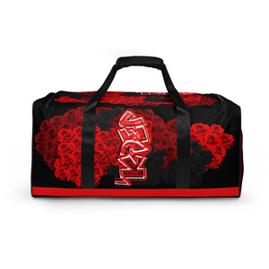 GYM DUFFLE BAG (Premium): ROSES BOUQUET -uniSex (BLACK)