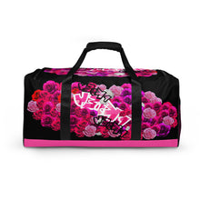 GYM DUFFLE BAG (Premium): PINKROSES BOUQUET (BLACK)