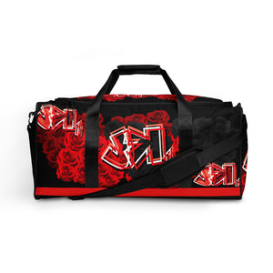 GYM DUFFLE BAG (Premium): ROSES BOUQUET -uniSex (BLACK)