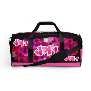 GYM DUFFLE BAG (Premium): PINKROSES BOUQUET (BLACK)