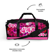 GYM DUFFLE BAG (Premium): PINKROSES BOUQUET (BLACK)