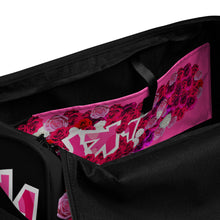 GYM DUFFLE BAG (Premium): PINKROSES BOUQUET (BLACK)