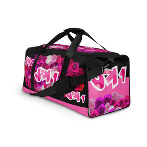 GYM DUFFLE BAG (Premium): PINKROSES BOUQUET (BLACK)