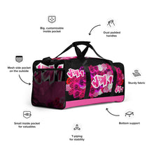 GYM DUFFLE BAG (Premium): PINKROSES BOUQUET (BLACK)