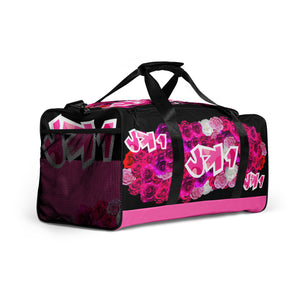 GYM DUFFLE BAG (Premium): PINKROSES BOUQUET (BLACK)