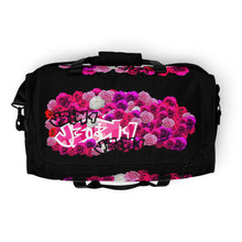 GYM DUFFLE BAG (Premium): PINKROSES BOUQUET (BLACK)