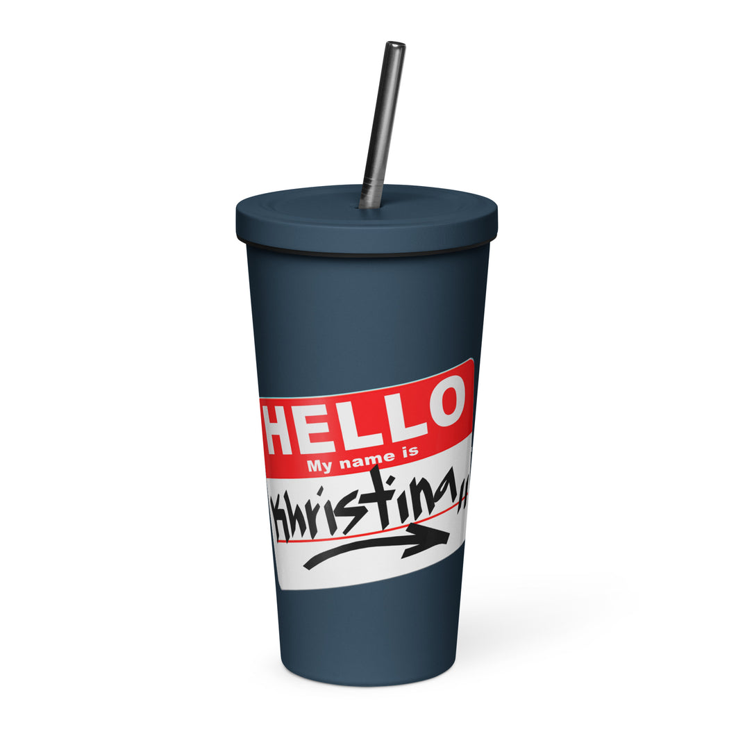 Personalized -Insulated tumbler with a straw