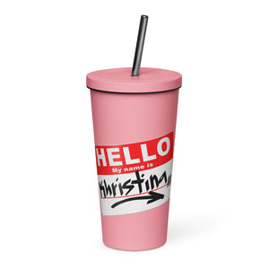 Personalized -Insulated tumbler with a straw