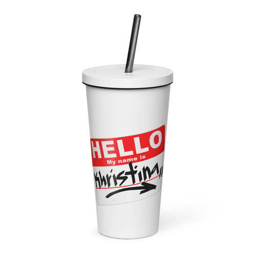 Personalized -Insulated tumbler with a straw