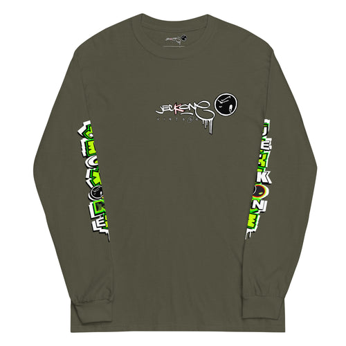 LONG SLEEVE TEE (uniSex): GreenNeonCamoDrip -flipped