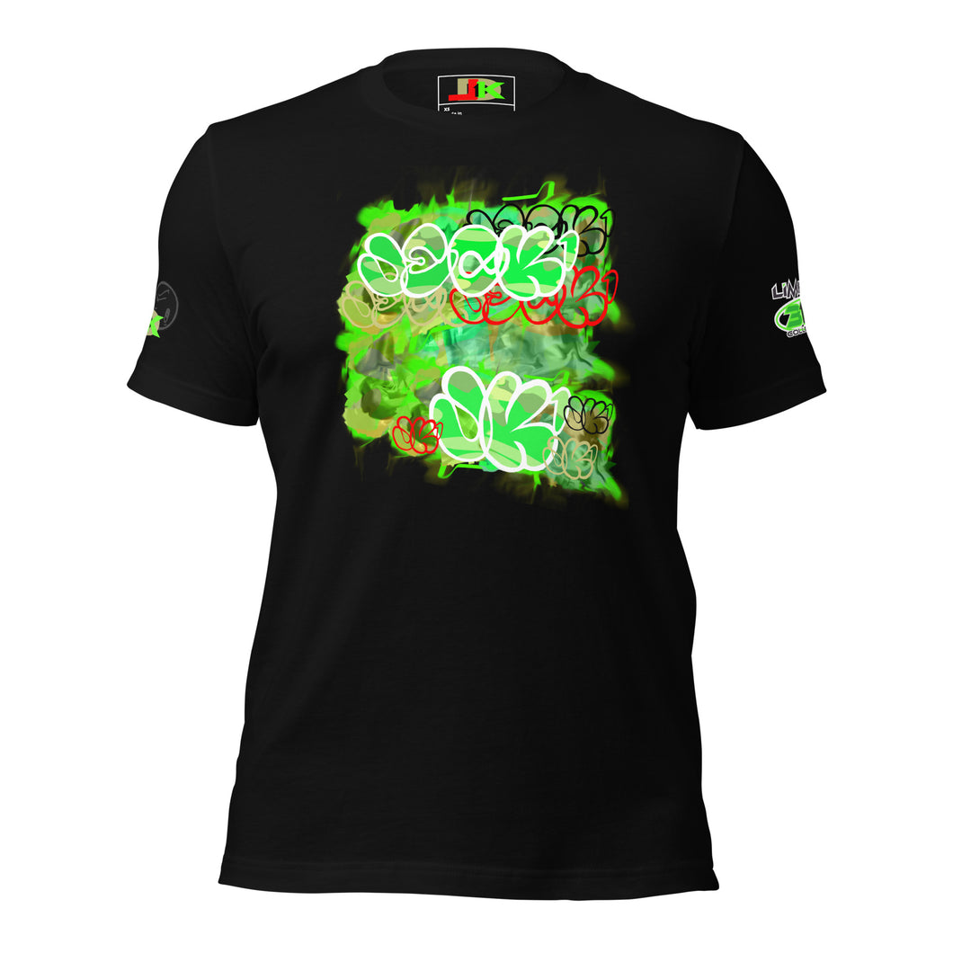 SHORT SLEEVE TEE SHIRT (uniSex): GreenNeonCamo Smudge