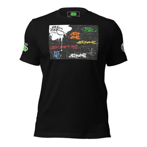 SHORT SLEEVE TEE SHIRT (uniSex) : TAGGED UP WALL  - (upgraded classic)