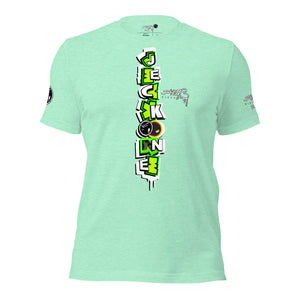 SHORT SLEEVE TEE (uniSex): GreenNeonCamoDrip -flipped (vintage 2021)