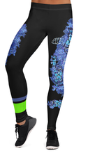 LEGGINGS:  DELPHINIUMS BOUQUET -(BLACK)