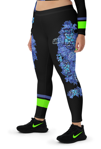 LEGGINGS:  DELPHINIUMS BOUQUET -(BLACK)