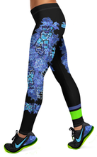 LEGGINGS:  DELPHINIUMS BOUQUET -(BLACK)