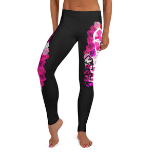 LEGGINGS: PINKROSES BOUQUET -(BLACK)