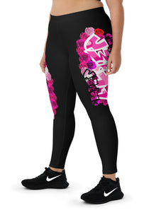 LEGGINGS: PINKROSES BOUQUET -(BLACK)