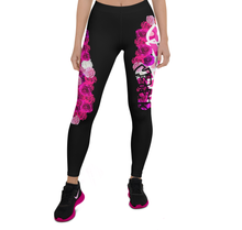 LEGGINGS: PINKROSES BOUQUET -(BLACK)