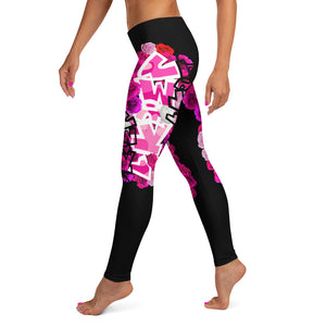 LEGGINGS: PINKROSES BOUQUET -(BLACK)