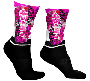 SOCKS: PINKROSES BOUQUET -uniSex