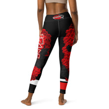 YOGA LEGGINGS: ROSES BOUQUET -(BLACK)