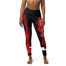 YOGA LEGGINGS: ROSES BOUQUET -(BLACK)