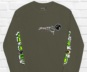 LONG SLEEVE TEE (uniSex): GreenNeonCamoDrip -flipped