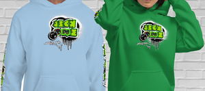 HOODIE (uniSex):  GreenNeonCamoDrip  (upgraded classic)